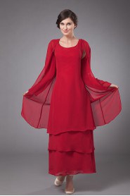 Chiffon Round Neckline Ankle-Length Column Dress with Jacket