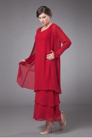 Chiffon Round Neckline Ankle-Length Column Dress with Jacket