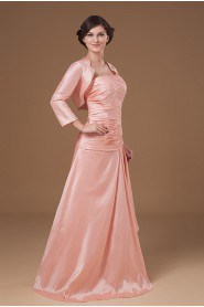 Taffeta Strapless Floor Length A-line Dress with Embroidery Pleated and Jacket