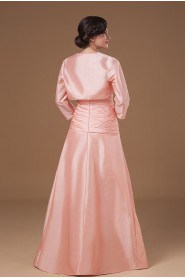 Taffeta Strapless Floor Length A-line Dress with Embroidery Pleated and Jacket