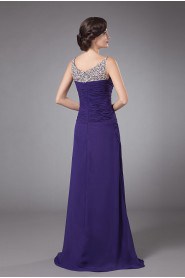 Chiffon Round Neckline Floor Length A-line Dress with Ruffle Beaded and Jacket