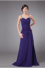 Chiffon Round Neckline Floor Length A-line Dress with Ruffle Beaded and Jacket