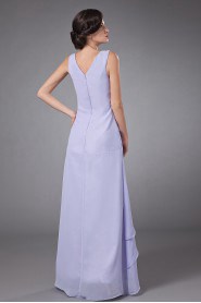 Chiffon V-Neckline Ankle-Length A-line Dress with Beaded