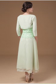 Chiffon Strapless Tea-Length A-line Dress with Jacket