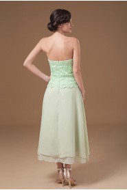 Chiffon Strapless Tea-Length A-line Dress with Jacket