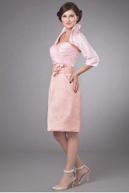 Taffeta Sweetheart Short Sheath Dress with Embroidery Flower and Jacket