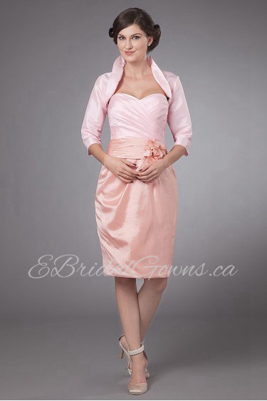 Taffeta Sweetheart Short Sheath Dress with Embroidery Flower and Jacket