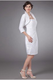 Satin Strapless Short Sheath Dress with Ruffle and Jacket