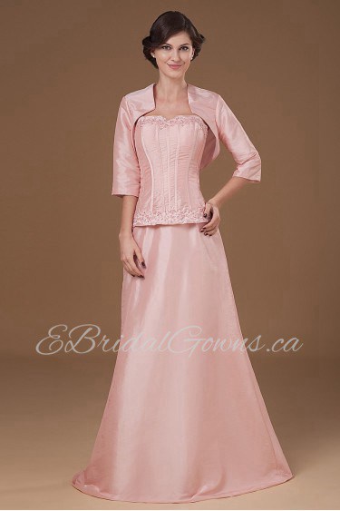 Taffeta Sweetheart Floor Length A-line Dress with Beaded and Jacket