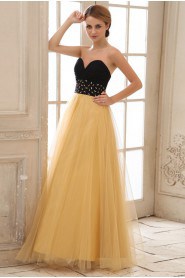 Tulle Sweetheart Ankle-Length A-line Dress with Pleated and Beaded