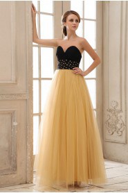 Tulle Sweetheart Ankle-Length A-line Dress with Pleated and Beaded