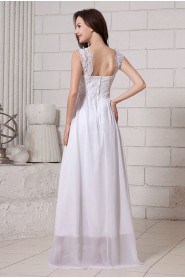 Chiffon V-Neckline Ankle-Length Column Dress with Embroidery