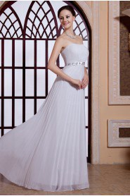 Chiffon Strapless Floor Length A-line Dress with Pleated