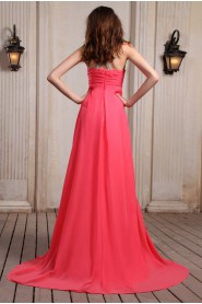 Chiffon Halter Neckline Column Dress with Beaded