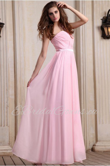 Chiffon One-Shoulder Ankle-Length A-line Dress with Ruffle