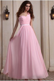 Chiffon One-Shoulder Ankle-Length A-line Dress with Ruffle