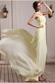 Chiffon One-Shoulder Column Dress with Ruffle