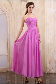 Chiffon Sweetheart Ankle-Length Column Dress with Beaded and Ruffle