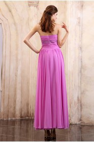 Chiffon Sweetheart Ankle-Length Column Dress with Beaded and Ruffle