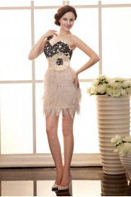 Satin and Lace One-Shoulder Short Dress with Embroidery