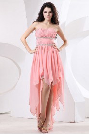 Chiffon Scoop Neckline Asymmetrical Empire Dress with Ruffle