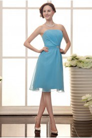 Chiffon Strapless Short A-line Dress with Beaded and Ruffle