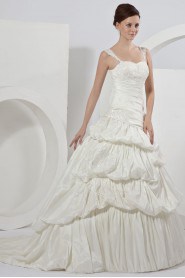 Taffeta Straps Neckline A-Line Dress with Embroidery 