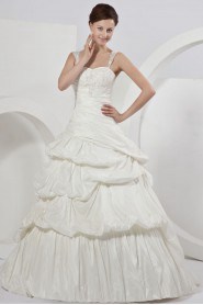 Taffeta Straps Neckline A-Line Dress with Embroidery 