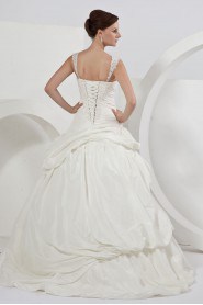 Taffeta Straps Neckline A-Line Dress with Embroidery 