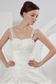 Taffeta Straps Neckline A-Line Dress with Embroidery 