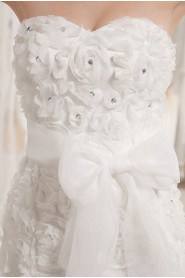 Organza Sweetheart Sheath Dress with Embroidery and Sash