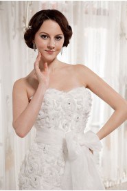 Organza Sweetheart Sheath Dress with Embroidery and Sash