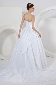 Satin Strapless Ball Gown with Embroidery