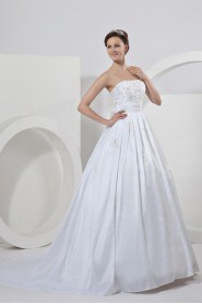 Satin Strapless Ball Gown with Embroidery