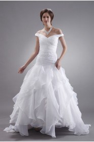 Organza Off-the-shoulder Ankle-Length A-Line Dress