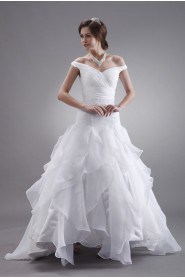 Organza Off-the-shoulder Ankle-Length A-Line Dress