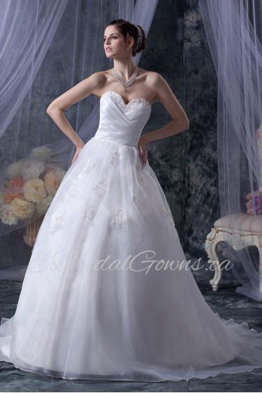 Organza Sweetheart Ball Gown with Embroidery