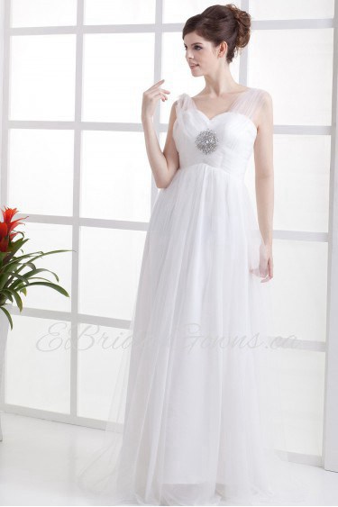 Chiffon Sweetheart Floor Length Column Dress with Beaded