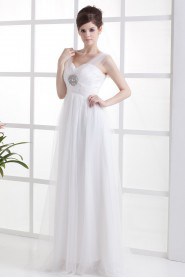 Chiffon Sweetheart Floor Length Column Dress with Beaded