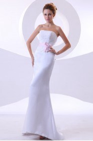 Satin Strapless Sheath Dress with Embroidery 