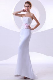 Satin Strapless Sheath Dress with Embroidery 