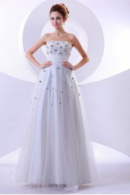 Satin and Tulle Strapless Ankle-Length A-line Dress 