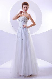 Satin and Tulle Strapless Ankle-Length A-line Dress 