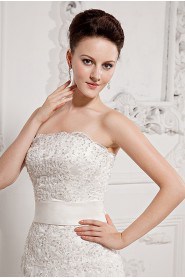 Satin and Lace Strapless A-line Dress 