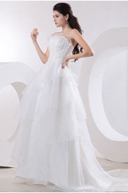 Organza Strapless A-Line Dress with Embroidery