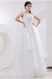 Organza Strapless A-Line Dress with Embroidery