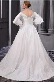 Off-the-Shoulder Organza Embroidered Plus Size Gown