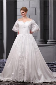 Off-the-Shoulder Organza Embroidered Plus Size Gown