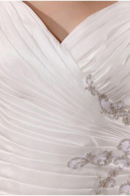 Satin Beading V-Neck Plus Size Gown