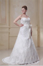 Sweetheart Satin Lace A-Line Plus Size Gown